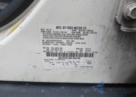 2019 Ford Ecosport S из США, поврежденный, VIN MAJ3S2FE0KC306760